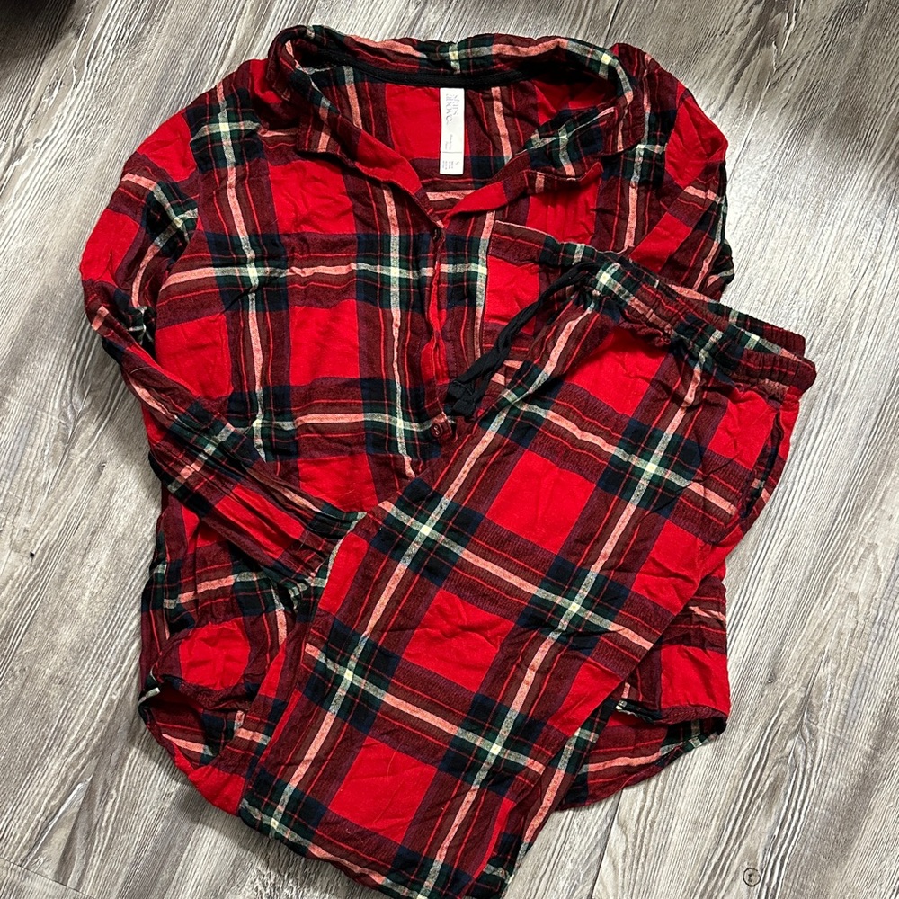 Stars Above Red Plaid Kids Pajama Set